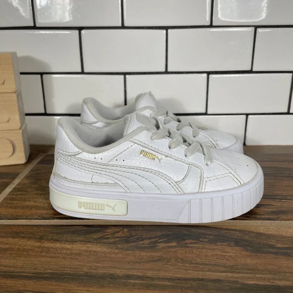 Puma Cali Star Toddler Boys Size 9C Shoes White Faux Leather Slip On Sneakers